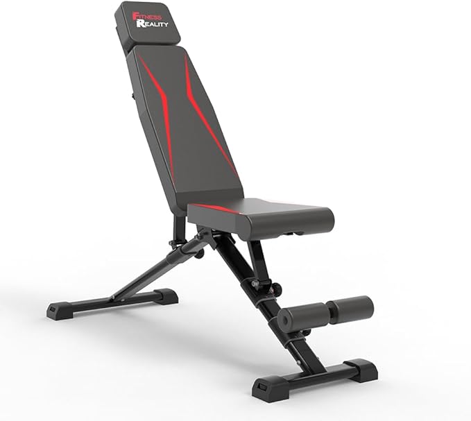 Fitness Reality Adjustable Weight Bench, Press for Incline Decline Workouts & Strength Training - Foldable for Home Gym - 800 Pound Capacity
